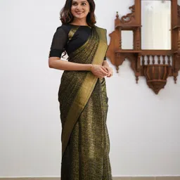 Flosive Floral Woven Design Zari Banarasi Saree-picture-28
