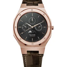 Valuchi Men Black Dial & Brown Leather Straps Analogue Motion Powered Watch VT-LRG-001-picture-31