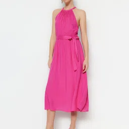 Trendyol Gathered A-Line Midi Dress With Belt-picture-12