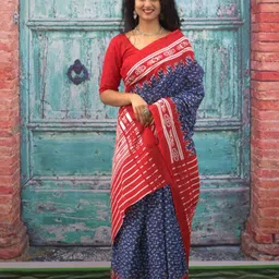 Pinkcity Trade World Floral Pure Cotton Bagru Saree-picture-27