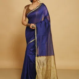 BENGAL HANDLOOM Woven Design Zari Art Silk Taant Saree-image-0