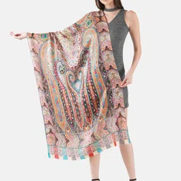 MUFFLY Women Kalmakari Printed Bamboo Silk Shawl-image-17