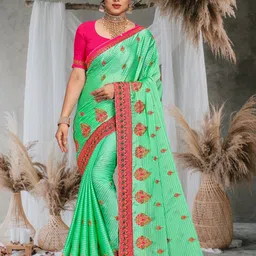 Mitera Floral Embroidered Silk Blend Saree-image-44