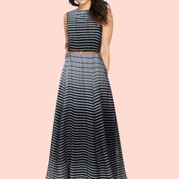 Dream Beauty Fashion Women Black & Grey Striped Georgette Maxi Dress-picture-40