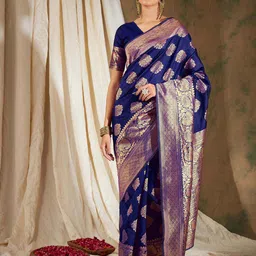 Ishin Ethnic Motifs Woven Design Zari Banarasi Saree-picture-21