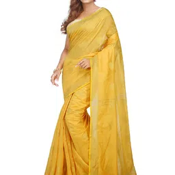 BENGAL HANDLOOM Ethnic Motifs Woven Design Zari Taant Saree-image-84