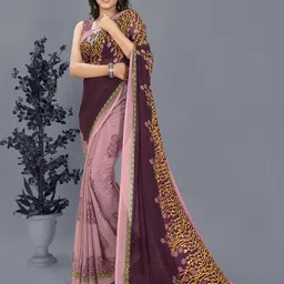 moda rapido ANAND SAREES Floral Half and Half Saree With Blouse Piece-picture-24