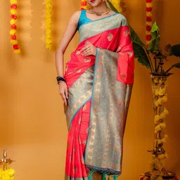 MIMOSA Ethnic Motifs Woven Design Zari Kanjeevaram Saree-picture-33