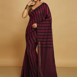 BENGAL HANDLOOM Striped Art Silk Taant Saree-image-41