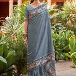 Saree mall Grey Ethnic Motifs Printed Bagh Saree-image-56