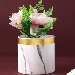 TAYHAA White & Beige Marble Pattern Ceramic Planter-picture-21