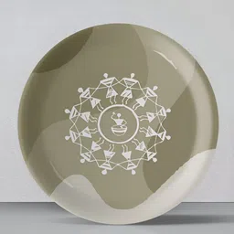 nestroots Green & White Printed Ceramic Wall Plates-picture-10