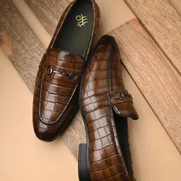 House of Pataudi Men Textured Slip-On Formal Loafers-picture-28