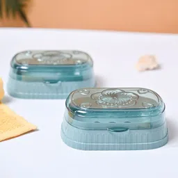 MARKET99 Teal blue 2 Pcs Soap Dish  Bathroom Accessories-image-16