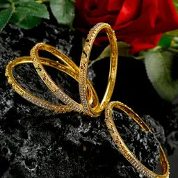 YouBella Set of 4 Red & Green Gold-Plated Stone-Studded Bangles-picture-26