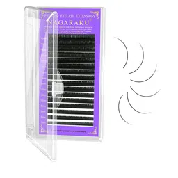 NAGARAKU Premium Classic Matte Black 16 Rows Synthetic Eyelash Extensions - Curl D-image-79