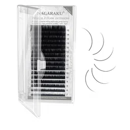 NAGARAKU Premium Classic Matte Black 16 Rows Synthetic Eyelash Extensions - Curl L-picture-17