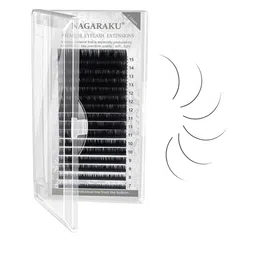 NAGARAKU Premium Classic Matte Black 16 Rows Synthetic Eyelash Extensions - Curl D-picture-15