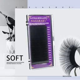 NAGARAKU Premium Classic Matte Black 16 Rows Synthetic Eyelash Extensions - Curl J-picture-34