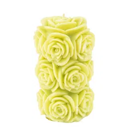 Sitara Crafts Green Textured Rose Shape Designer Pillar Candle-picture-10