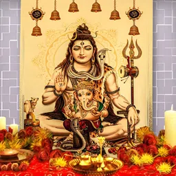 Hawai Gold Plated Lord Shiva Ganesha Religious Wall Photo Frames-image-26