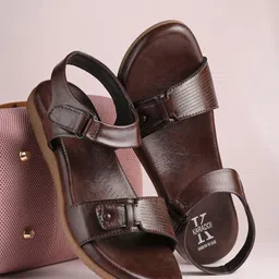 KARADDI Textured Open Toe Flats image 1