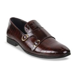 Mochi Men Textured Leather Formal Monk Shoes With Buckle Detail-picture-26