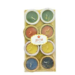 Sitara Crafts Green & Red 8 Pieces Wax Diya Candles-picture-39
