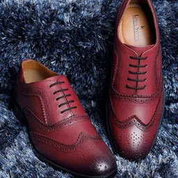 LOUIS STITCH Men Maroon Genuine Italian Leather Formal Brogues-picture-35
