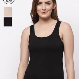 Floret Women Pack Of 3 Solid Cotton Camisoles-picture-43