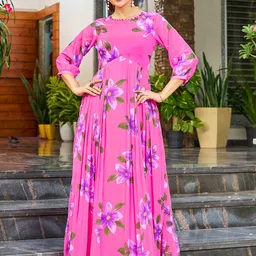 CHANSI Floral Printed Maxi Ethnic Dress-picture-0