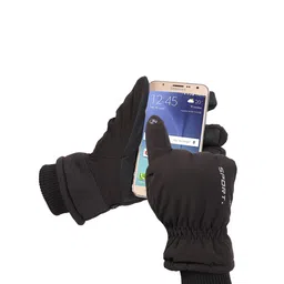 FabSeasons Black Solid Touchscreen Enabled Waterproof Warm Winter Gloves-picture-32
