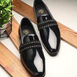 House of Pataudi Men Embroidered Formal Loafer Shoes-picture-40