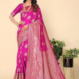 Leeza Store Ethnic Motifs Woven Design Zari Banarasi Saree-picture-31