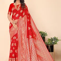 Leeza Store Ethnic Motifs Woven Design Zari Banarasi Saree-picture-33