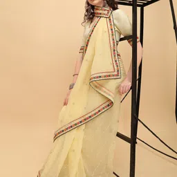Sangria Women Cream Sarees-picture-27
