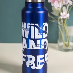 MARKET99 Navy Blue Printed Stainless Steel Water Bottle 750Ml-image-20