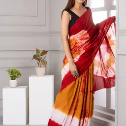 Shivanya  Handicrafts Tie and Dye Pure Cotton Block Print Saree image 5