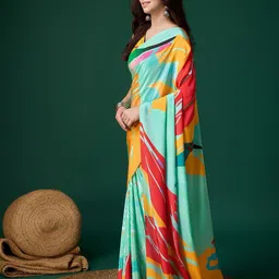 P D Silk Mills Printed Pure Crepe Saree image 5