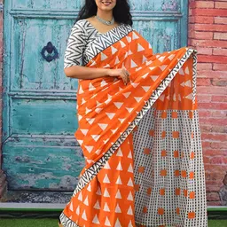 Pinkcity Trade World Geometric Printed Pure Cotton Bagru Saree image 2