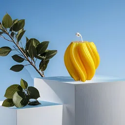 atorakushon Yellow Soy Wax Fruit Scented Pillar Candle image 2