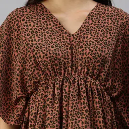 SHOWOFF Animal Printed Asymmetric Kaftan Mini Dress image 3