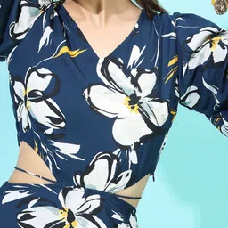 Tokyo Talkies Blue Floral Maxi Midi Cutout Dress image 3