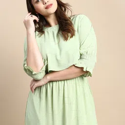 SHOWOFF Plus Smocked Georgette Fit & Flare Midi Dress-picture-1