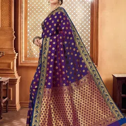 Mitera Woven Design Zari Silk Blend Kanjeevaram Saree image 5