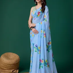 P D Silk Mills Striped Pure Georgette Saree image 3