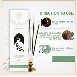 LUXURIATE Set Of 3 White & Green Nightqueen Organic & Non Toxic Incense Sticks image 2