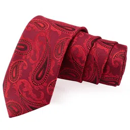 PELUCHE Men Maroon & Black Woven Design Broad Tie image 2