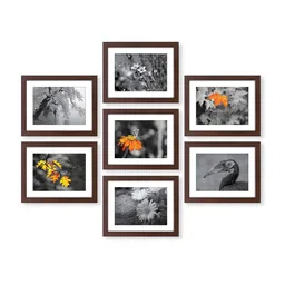 RANDOM Brown & white 7 Pcs Collage Wooden Photo Frames image 2