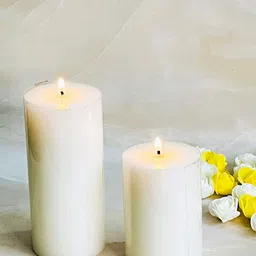 Akaar Dcor White 2 Pieces Unscented Pillar Candles image 4